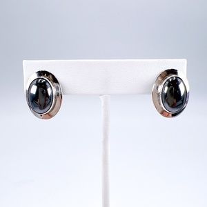 Sterling and Polished Hematite Post Sterling Earrings